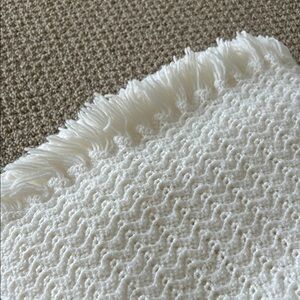 Hand crochet White Blanket. (For Baby or use as accent on bed or chair)